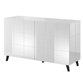 Komoda z drzwiami biała wysoki połysk 138 cm Sally