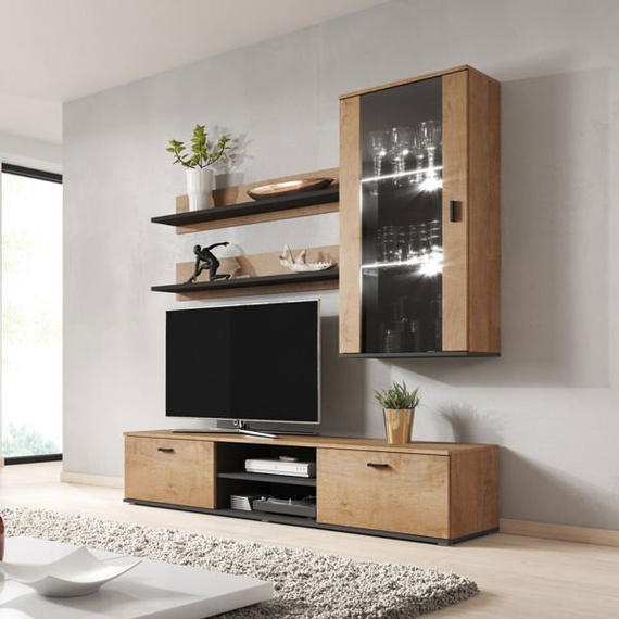 Witryna wisząca przeszklona dąb lefkas mat 60 x 112 cm Simple