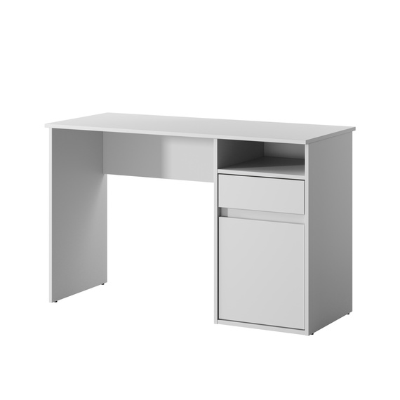 Biurko z szufladami, drzwiami białe mat 120 cm Mono