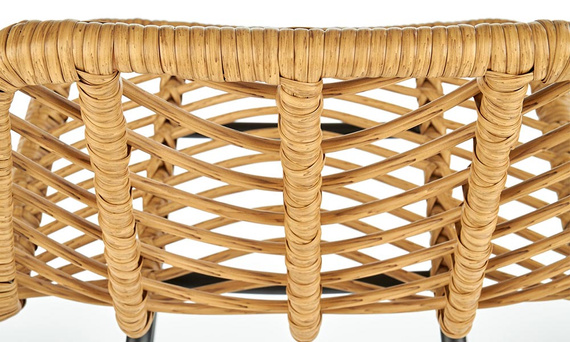 Hoker z oparciem rattanowy naturalny / czarny H97