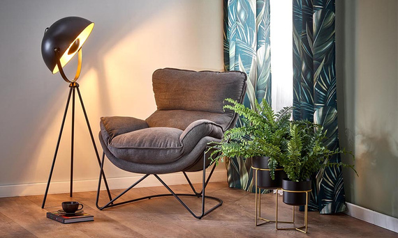 Fotel wypoczynkowy tapicerowany szary Volker