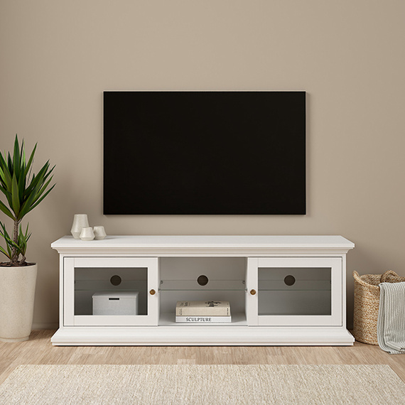 Szafka RTV biała mat 150 cm Paris