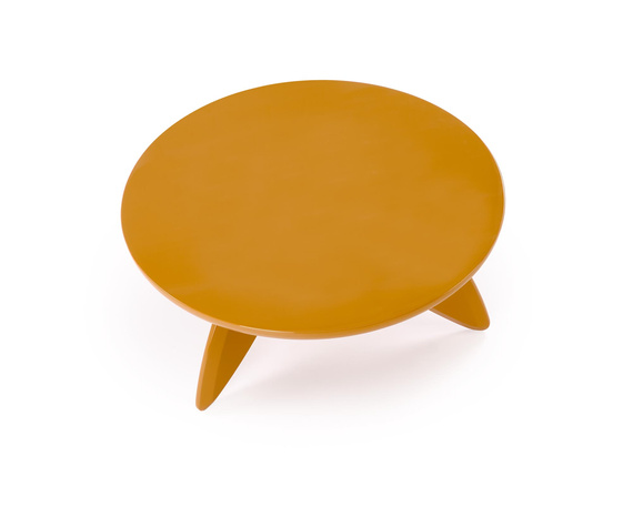 Stolik kawowy okrągły musztardowy połysk 80 cm Soraya