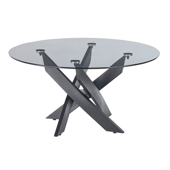 Stolik kawowy okrągły szklany szary / czarny  80 x 45 cm Axis