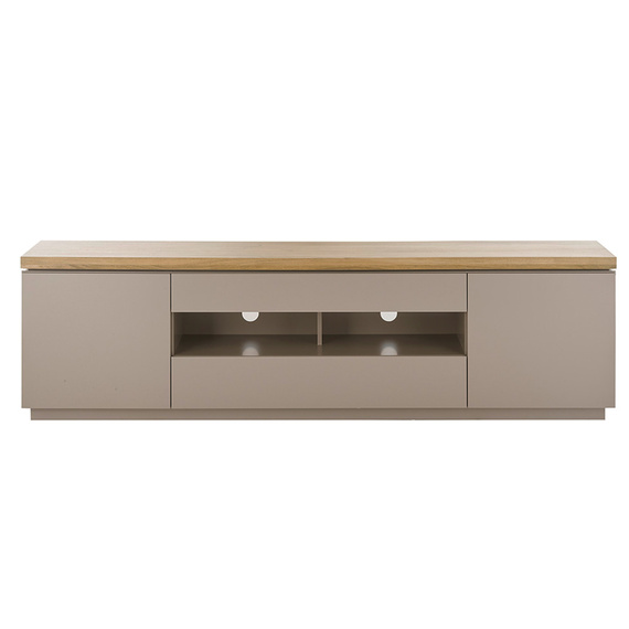 Szafka RTV beżowoszara / drewno akacjowe mat 200 cm Cavo