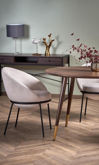 Stół Domenico 110 x 76 cm, orzechowy, detale złote