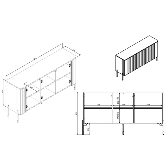 Komoda z drzwiami dąb barokowy ristretto 150 cm Aria