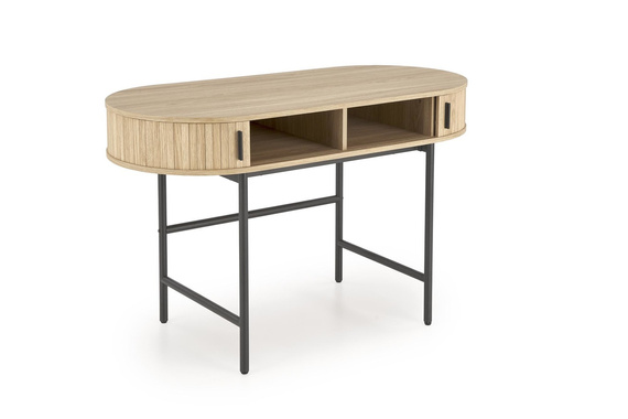 Biurko z drzwiami naturalne / czarne mat 120 cm B51