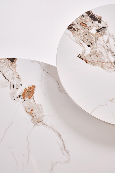 Stolik kawowy okrągły beżowy / orzech mat 50 cm Carina