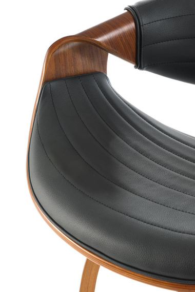 Hoker z oparciem ekoskóra czarny / orzech / srebrny H123