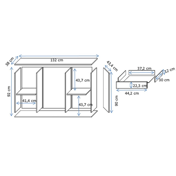 Komoda z szufladami i drzwiami kaszmir mat 120 cm Simple