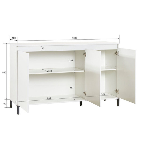 Komoda z drzwiami biała wysoki połysk 138 cm Varazze