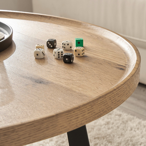 Stolik kawowy okrągły dąb olejowany / czarny mat 80 cm Origo