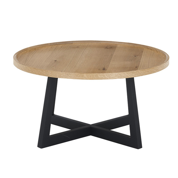 Stolik kawowy okrągły dąb olejowany / czarny mat 80 cm Origo