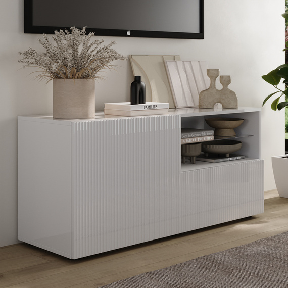 Szafka RTV biała połysk 122 cm Corda