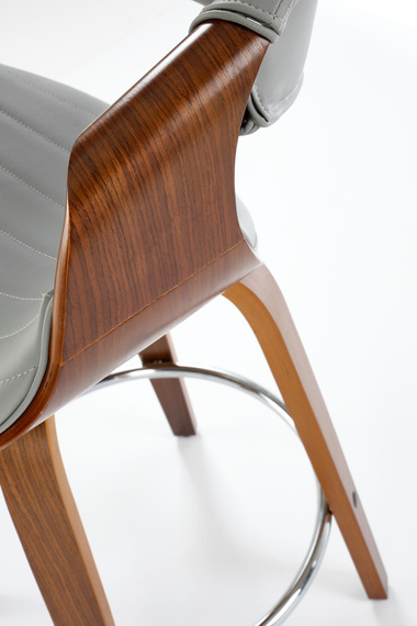 Hoker z oparciem ekoskóra szary / orzech / srebrny H123