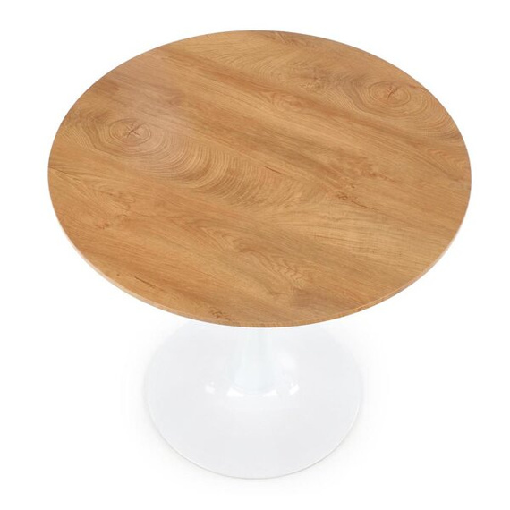 Stół okrągły dąb złoty / biały mat / połysk 80 cm Sting