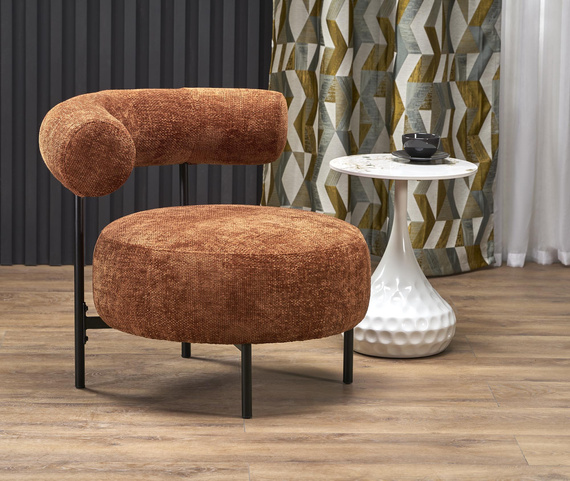 Fotel wypoczynkowy tapicerowany cynamonowy Hazard