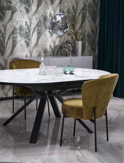 Krzesło do jadalni tapicerowane oliwkowe / czarne K590