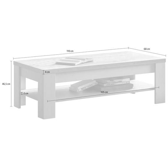 Stolik kawowy z półką dąb Meringa/dąb Cadiz mat 110 x 68 cm Avina