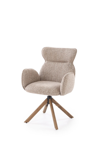 Krzesło do jadalni tapicerowane beżowe / orzech K585