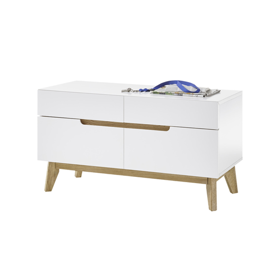 Szafka na buty z siedziskiem biała / dąb 97 cm Malmo