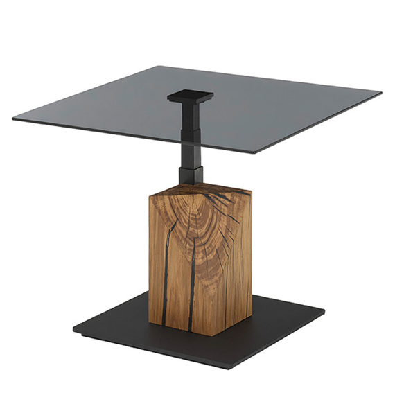 Stolik kawowy szklany szary / dąb olejowany 70 x 70 cm Quadro