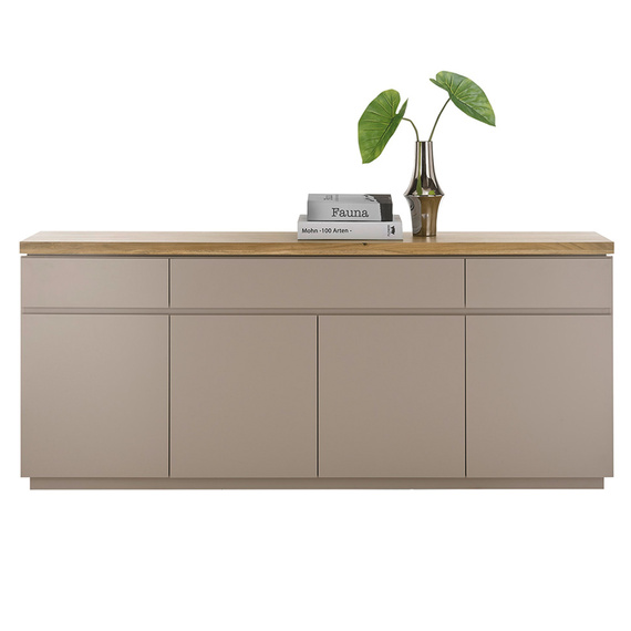 Komoda z szufladami i drzwiami beżowoszara / drewno akacjowe mat 200 cm Cavo