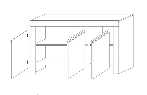 Komoda z drzwiami biała wysoki połysk 162 cm Amaretto
