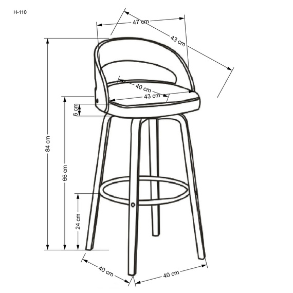 Hoker z oparciem tapicerowany kremowy / orzech / srebrny H110