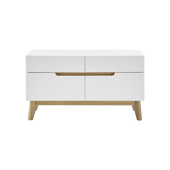 Szafka na buty z siedziskiem biała / dąb 97 cm Malmo