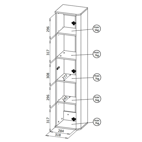 Witryna wisząca kaszmir mat 35 x 163 cm Luvio