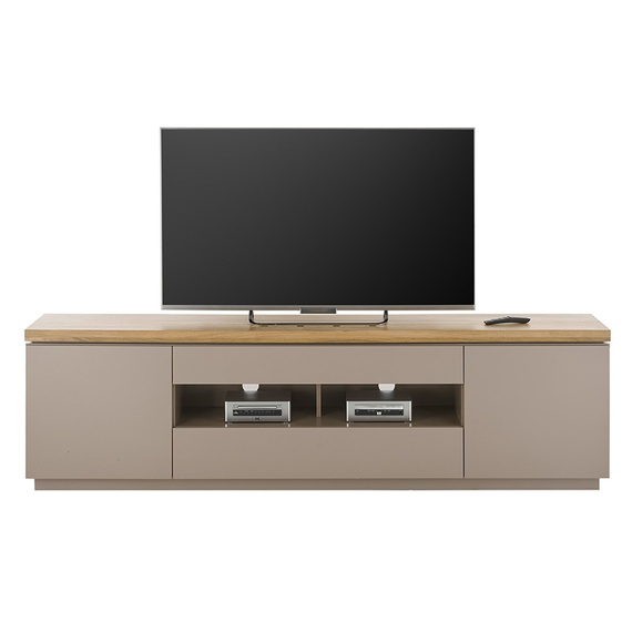 Szafka RTV beżowoszara / drewno akacjowe mat 200 cm Cavo