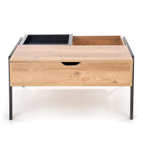 Stolik kawowy kwadratowy naturalny / czarny mat 85 x 80 cm Podium