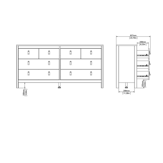 Komoda z szufladami czarna mat 159 cm Madrid