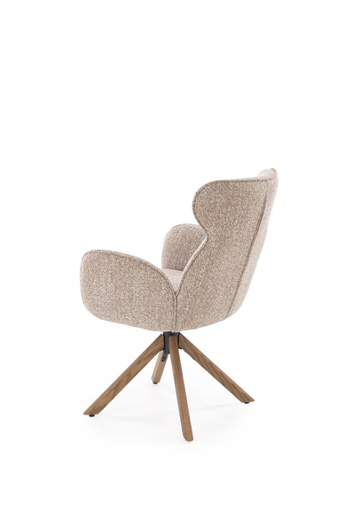 Krzesło do jadalni tapicerowane beżowe / orzech K585