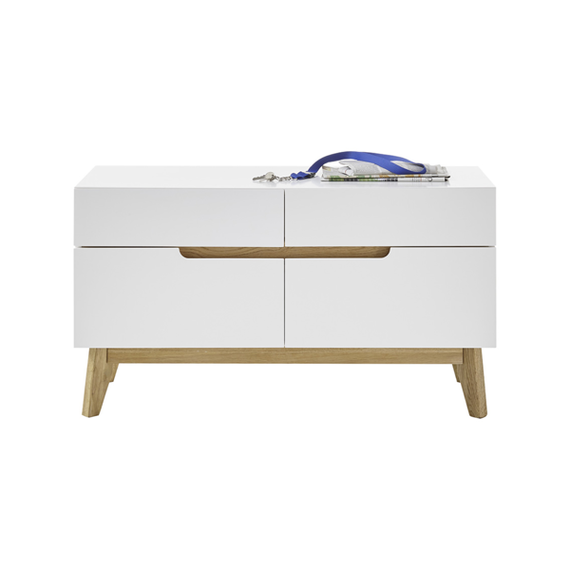 Szafka na buty z siedziskiem biała / dąb 97 cm Malmo