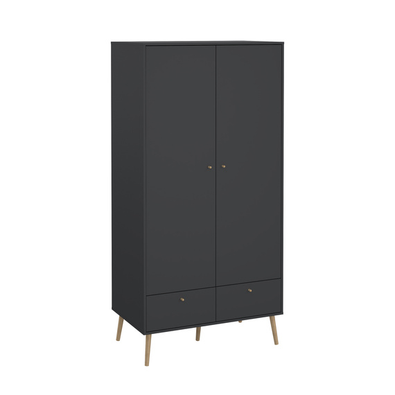 Szafa dwudrzwiowa z szufladami szara mat 99 x 200 cm Bodo