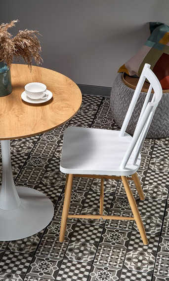 Stół okrągły dąb złoty / biały mat / połysk 80 cm Sting