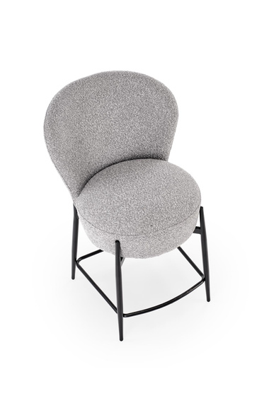 Hoker z oparciem tapicerowany szary / czarny H126