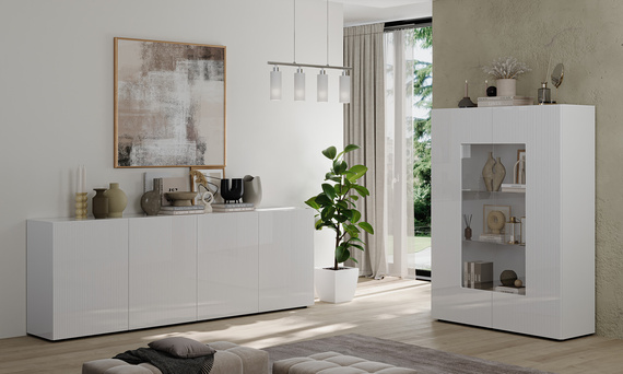 Witryna dwudrzwiowa biała połysk 121 x 166 cm Corda