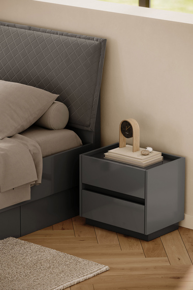 Łóżko tapicerowane antracyt / grafit mat 160x200 cm Teo