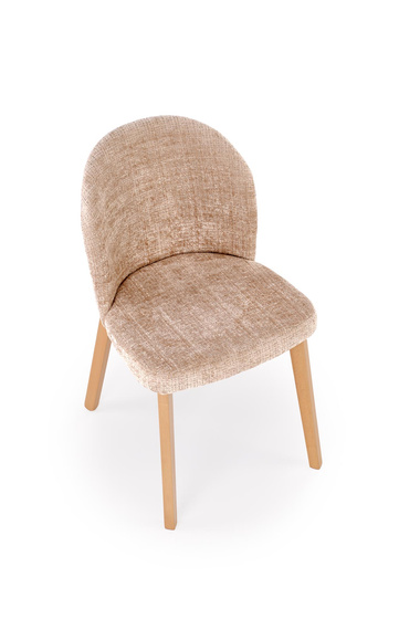 Krzesło do jadalni tapicerowane beżowe / dąb Basso