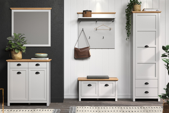 Komoda na buty Tosca, 91 x 41 x 95 cm, jasnoszary, dąb artisan