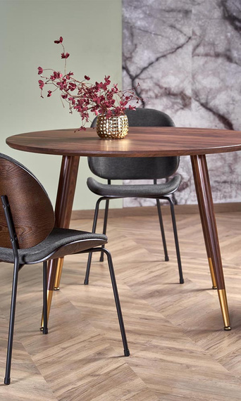 Stół Domenico 110 x 76 cm, orzechowy, detale złote