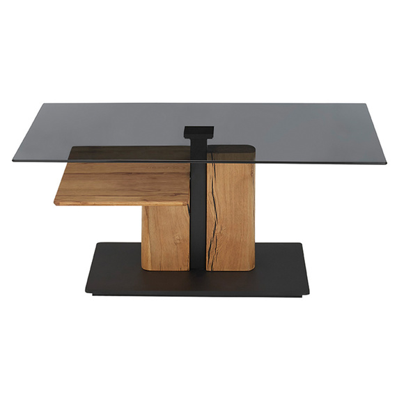 Stolik kawowy szklany szary / dąb olejowany 105 x 65 cm Selvo