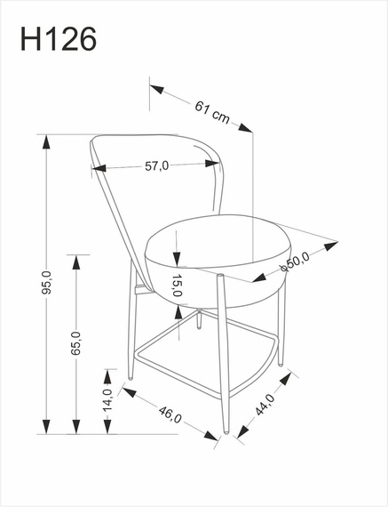 Hoker z oparciem tapicerowany szary / czarny H126