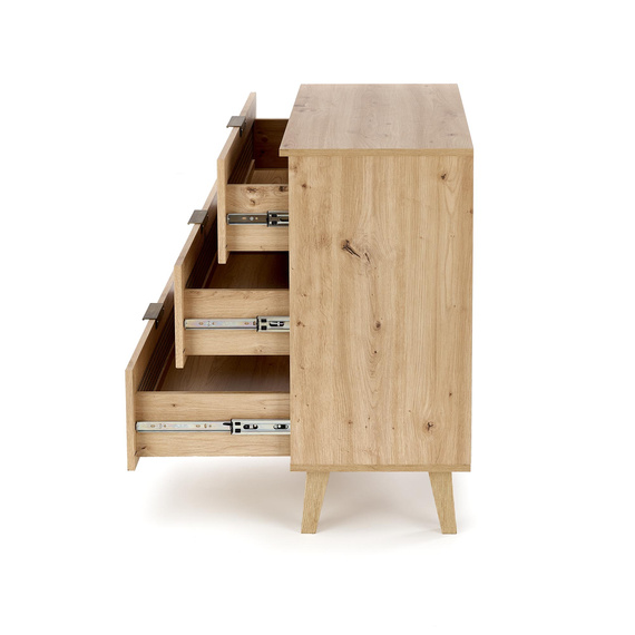 Komoda z szufladami dąb artisan / czarny mat 80 cm Borneo