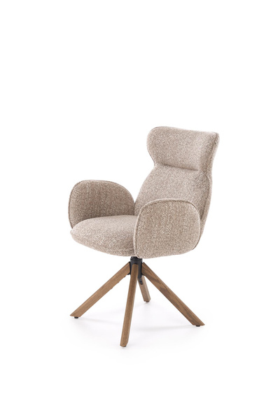 Krzesło do jadalni tapicerowane beżowe / orzech K585