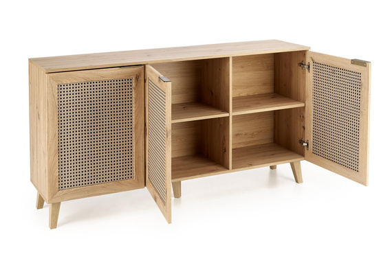 Komoda z drzwiami dąb artisan / czarny mat 160 cm Borneo